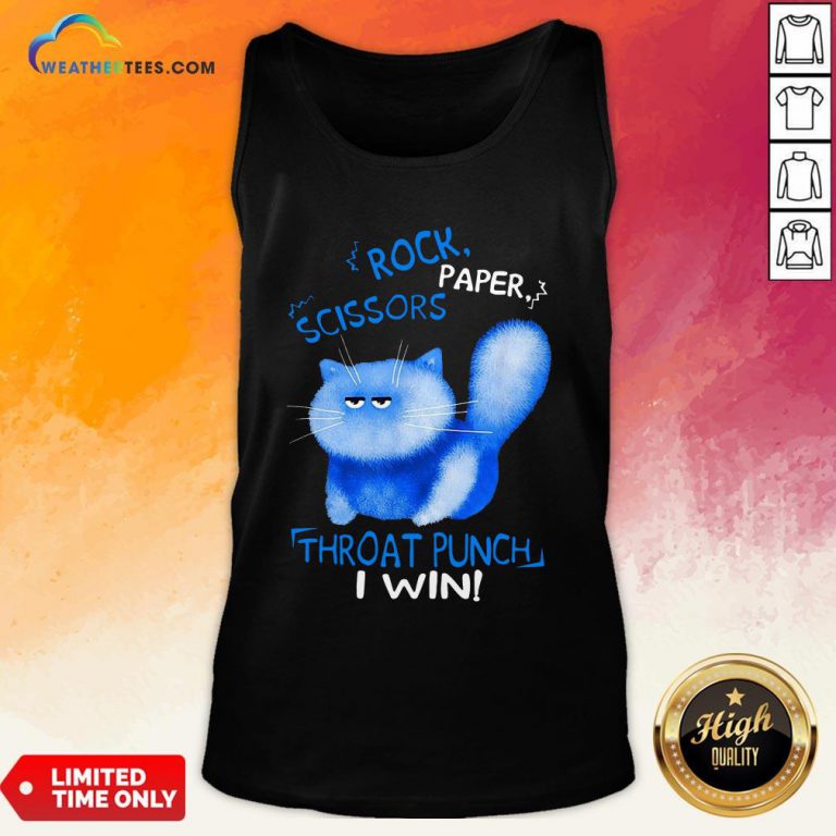 Cool Rock Paper Scissors Thoat Punch I Win Blue Cat Tank Top - Design By Weathertees.com