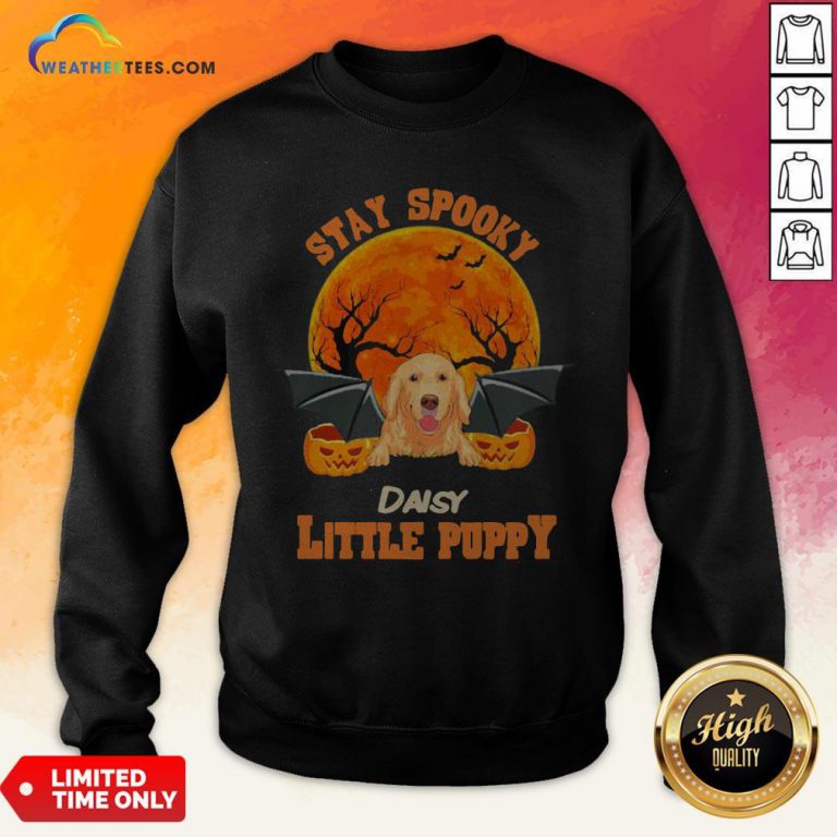 Ding Golden Retriever Bat Stay Spooky Daisy Little Puppy Halloween Sweatshirt - Design By Weathertees.com