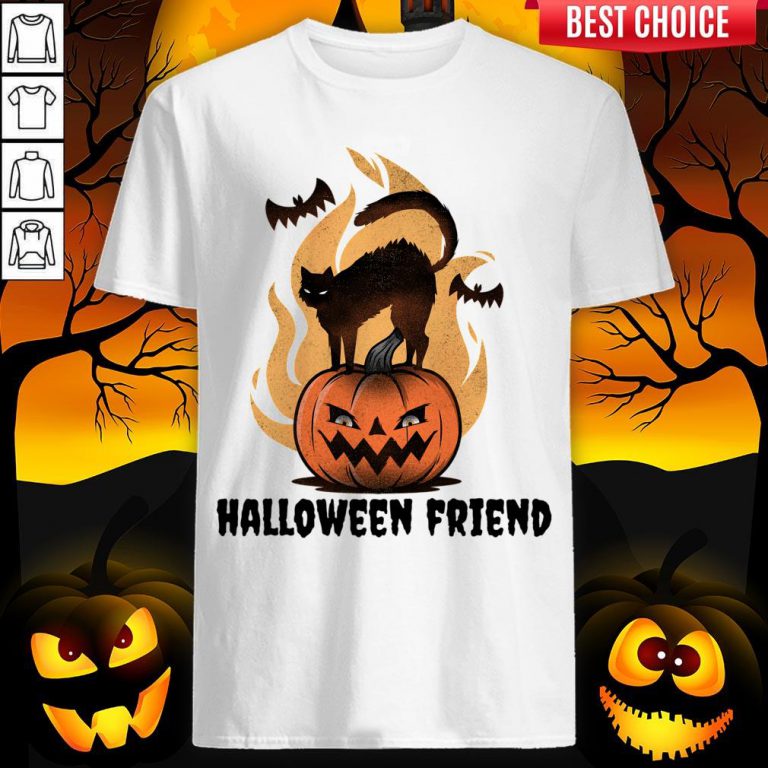 Halloween Friends Pumpkin Black Cat Bats Shirt