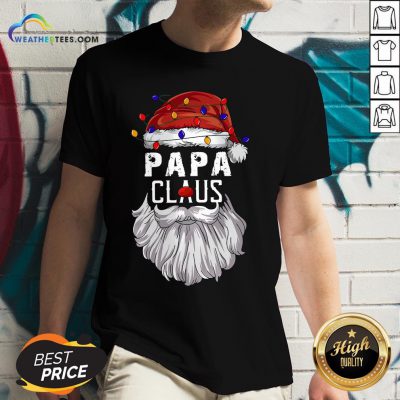 Header Papa Claus Merry Christmas V-neck - Design By Weathertees.com