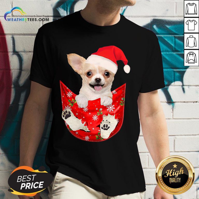 Hi Santa Chihuahua Dog Merry Christmas V-neck - Design By Weathertees.com
