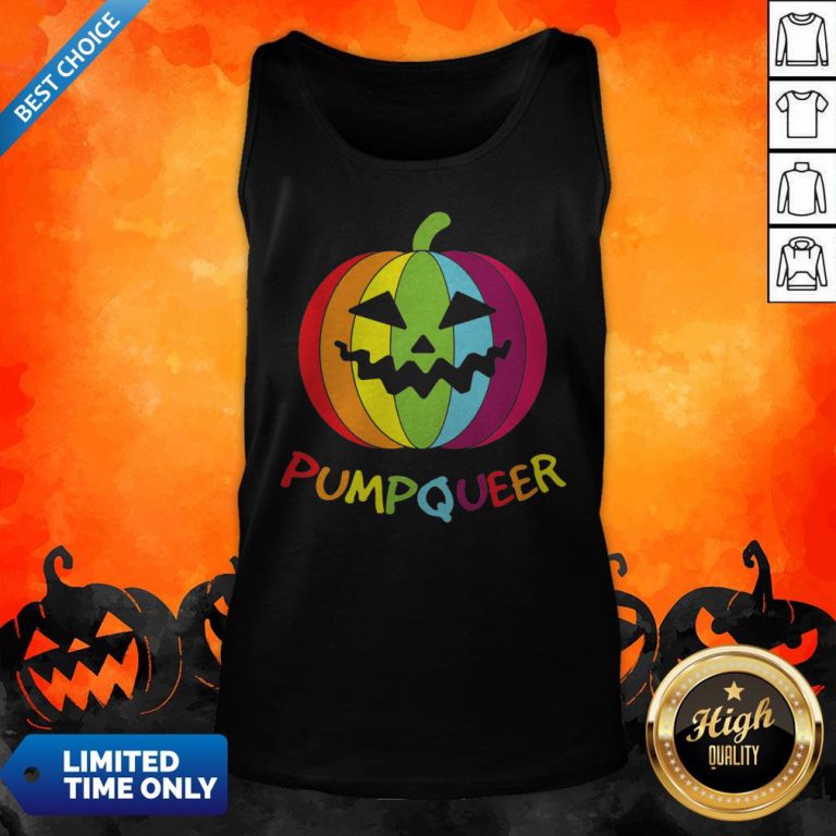 LGBT Rainbow Pumpqueer Smile Halloween Tank Top