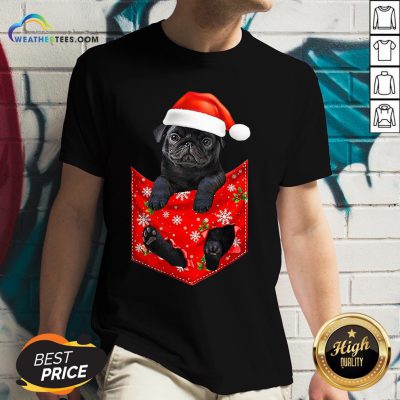 Mama Santa Pug Merry Christmas V-neck- Design By Weathertees.com
