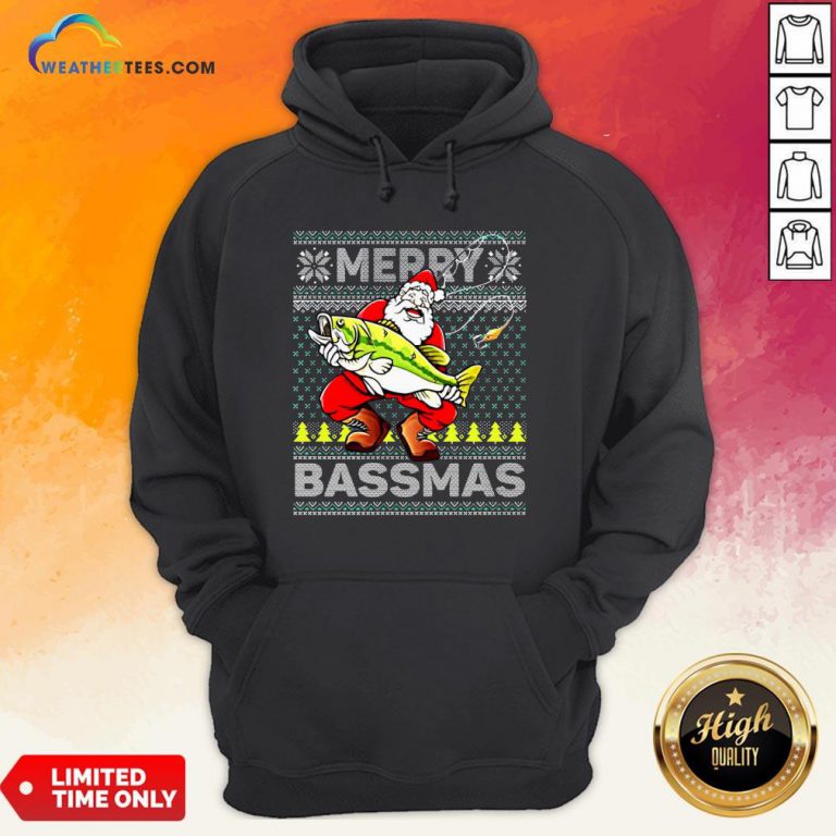Merry Bassmas Fish Santa Christmas Hoodie- Design By Weathertees.com