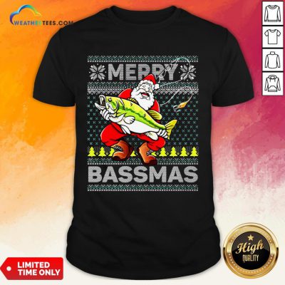 Merry Bassmas Fish Santa Christmas Shirts - Design By Weathertees.com