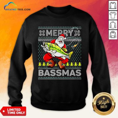 Merry Bassmas Fish Santa Christmas Sweatshirt - Design By Weathertees.com
