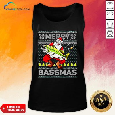 Merry Bassmas Fish Santa Christmas Tank Top - Design By Weathertees.com