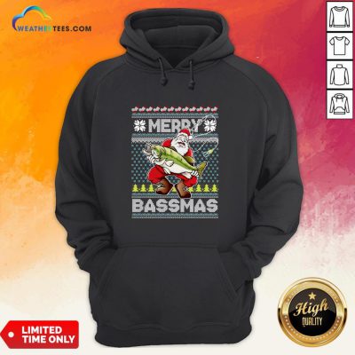 Official Merry Bassmas Fish Santa Ugly Christmas Hoodie