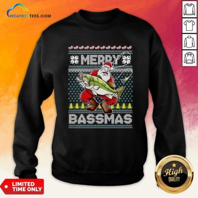 Official Merry Bassmas Fish Santa Ugly Christmas Sweatshirt