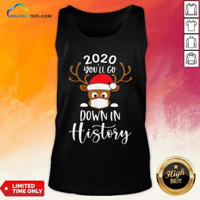 Post Reindeer Face Mask 2020 You’ll Go Down In History Merry Christmas Tank Top - Design By Weathertees.com
