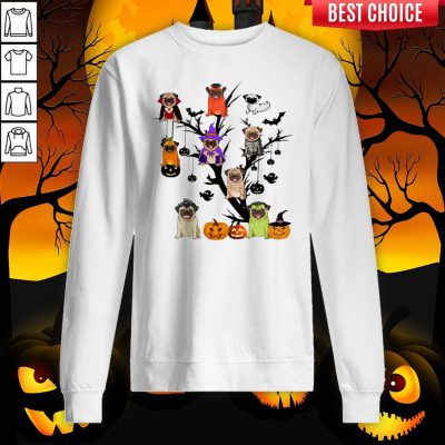 Pug Dog Halloween Tree Sweatshirt