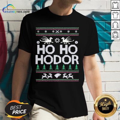 Right Ho ho Hodor Ugly Christmas V-neck - Design By Weathertees.com
