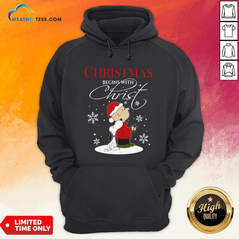 Snoopy And Charlie Brown Christmas Begins With Christ Hoodie