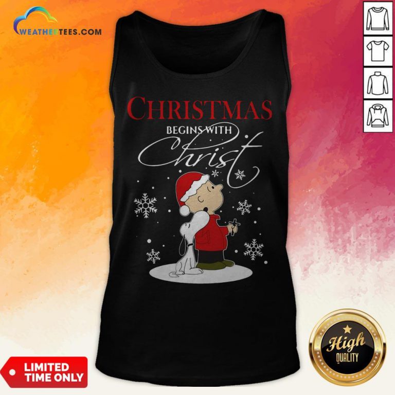Snoopy And Charlie Brown Christmas Begins With Christ Tank Top