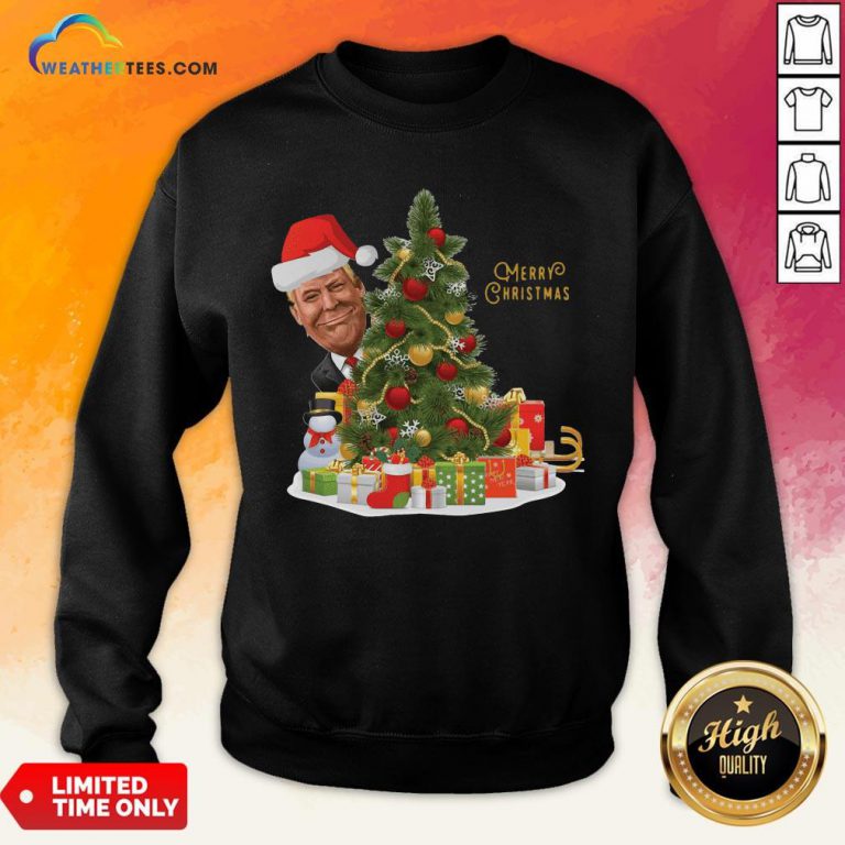 Best Donald Trump Merry Christmas Tree Sweatshirt - Design By Weathertees.com