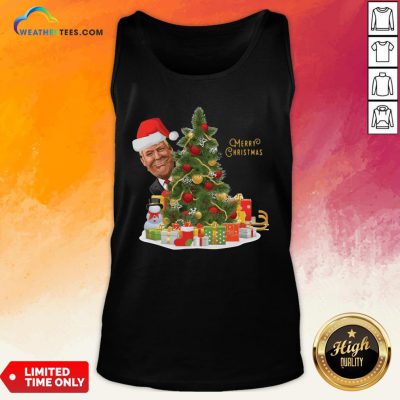 Best Donald Trump Merry Christmas Tree Tank Top - Design By Weathertees.com