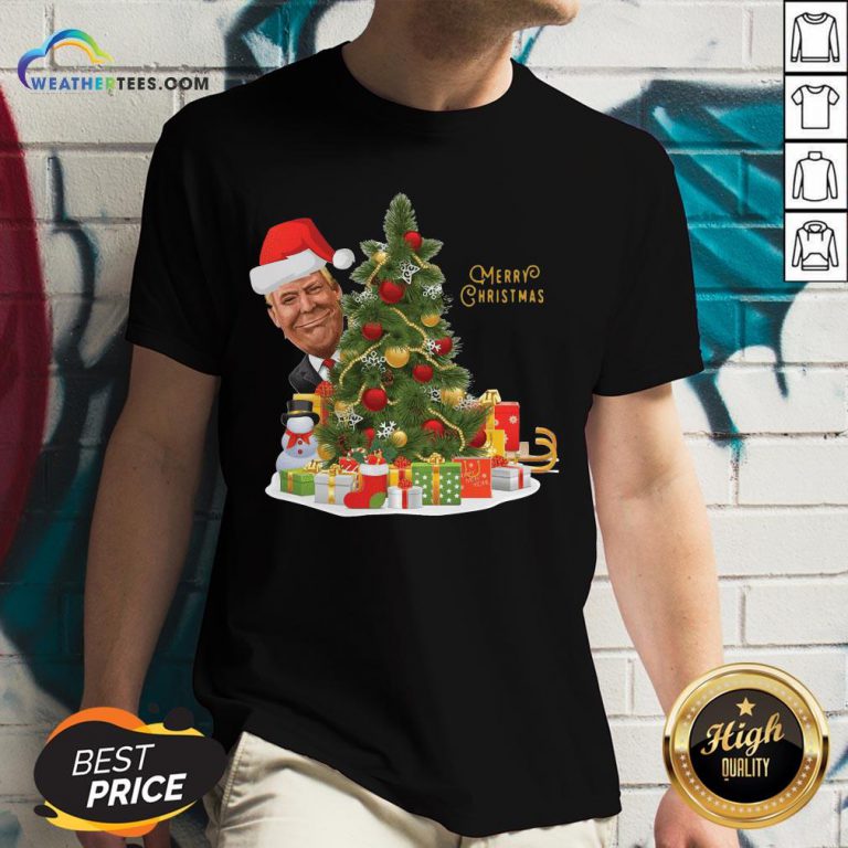 Best Donald Trump Merry Christmas Tree V-neck - Design By Weathertees.com
