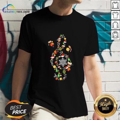 Best Music Note Santa Claus Merry Christmas V-neck - Design By Weathertees.com