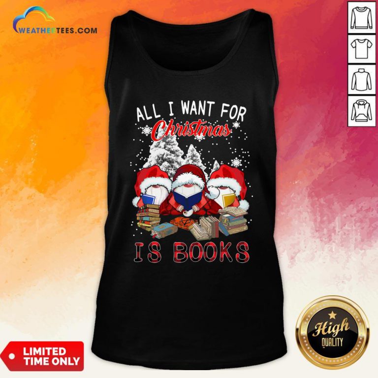 Boom Gnome Read Book All I Want For Christmas Is Books Tank Top - Design By Weathertees.com