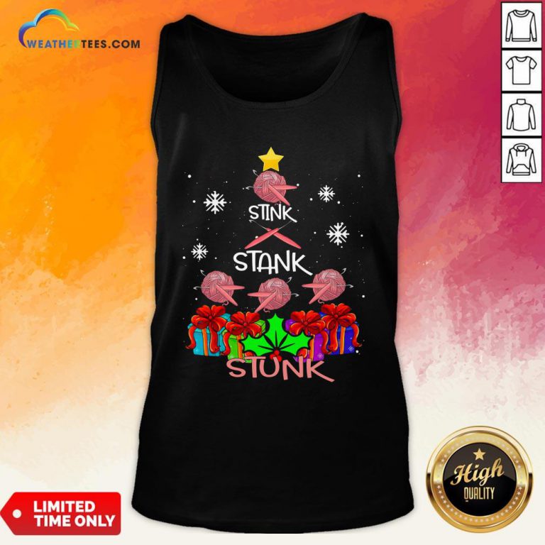 Deep Crochet Tree Stunk Christmas Tank Top- Design By Weathertees.com