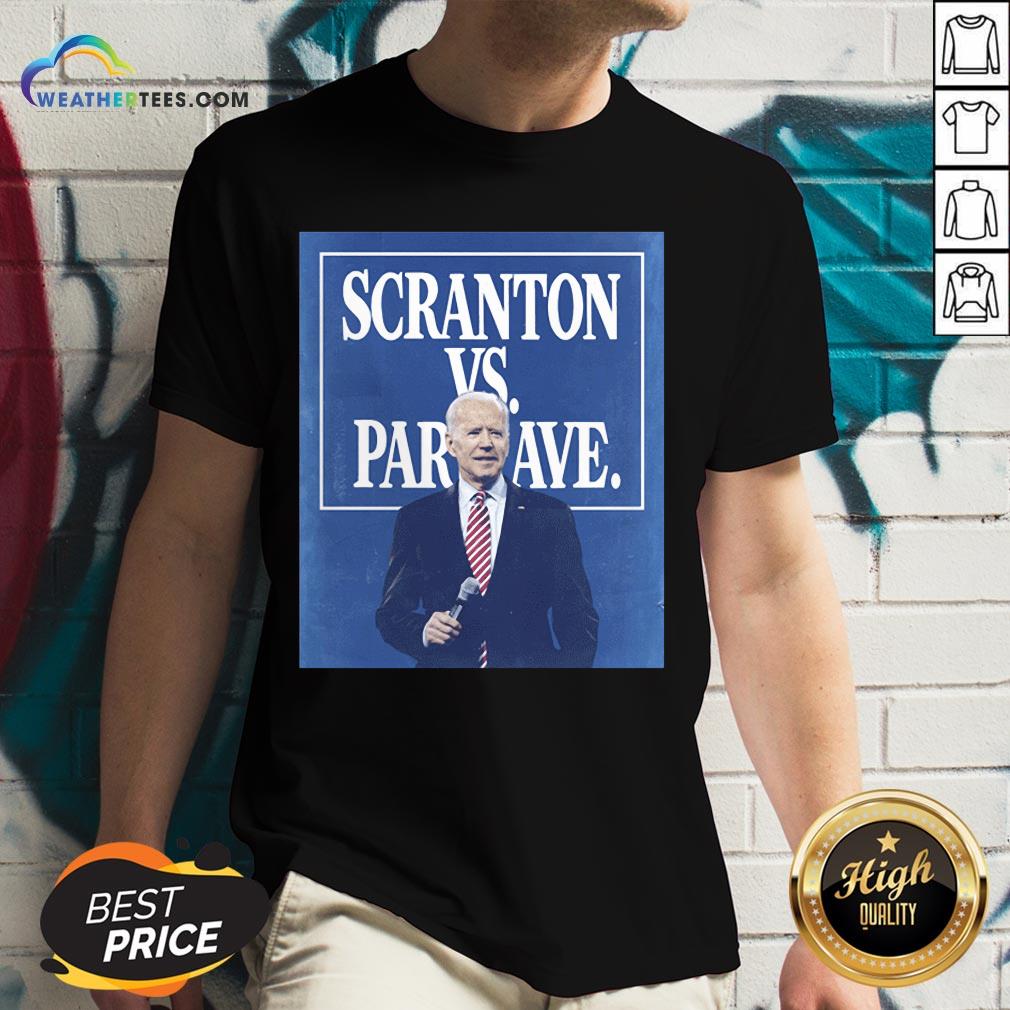  Funny Scranton Vs Park Ave Solid Blue Unisex V-neck- Design By Weathertees.com