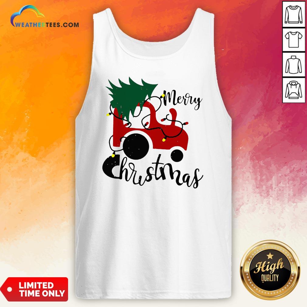 Hot Merry Christmas Tractor Sweat Tank Top - Design By Weathertees.com