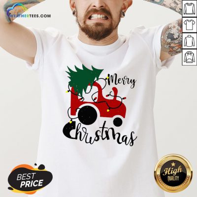 Hot Merry Christmas Tractor Sweat V-neck - Design By Weathertees.com