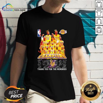 If Los Angeles Lakers Nba Finals Champions 2019 2020 Thank You For The Memories Signatures V-neck - Design By Weathertees.com