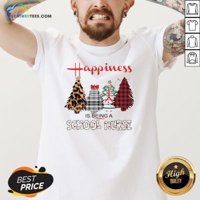 Look Happiness Is Being A School Nurse Christmas V-neck - Design By Weathertees.com