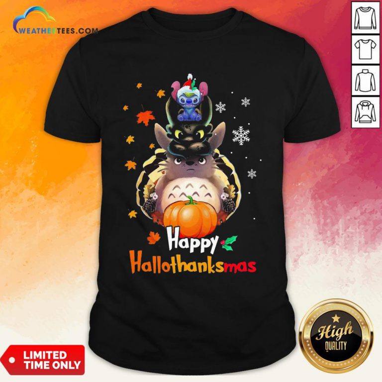 Mine Santa Stitch Night Fury Totoro Happy Hallothanksmas Shirt - Design By Weathertees.com