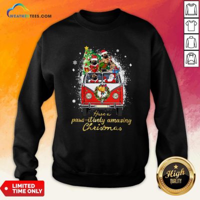 My Pug And Satan Claus Have A Pawsitively Amazing Christmas Sweatshirt - Design By Weathertees.com