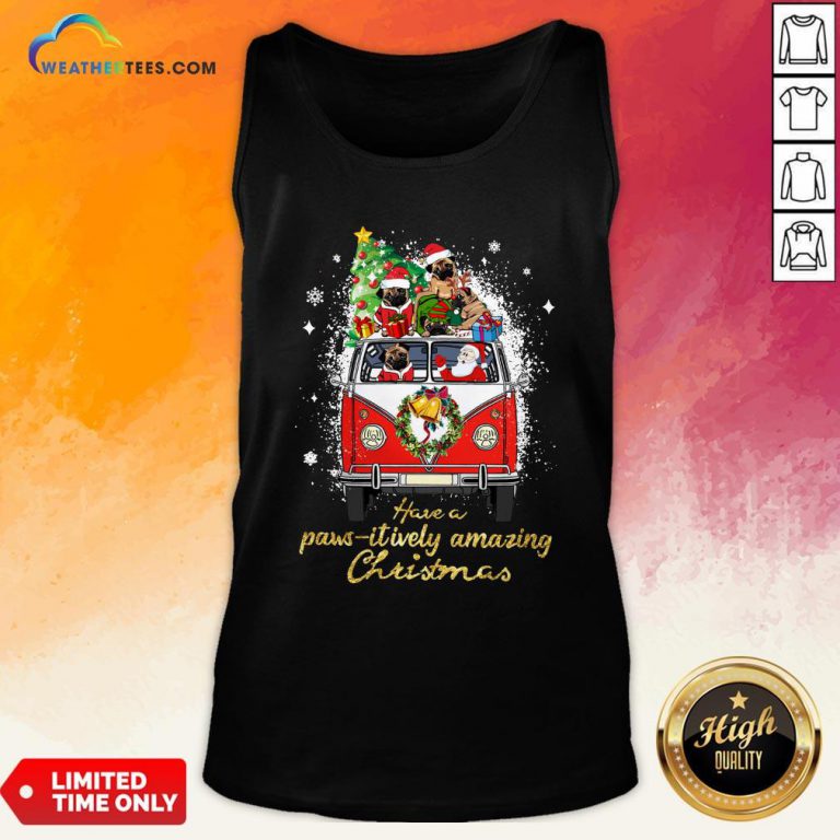 My Pug And Satan Claus Have A Pawsitively Amazing Christmas Tank Top - Design By Weathertees.com