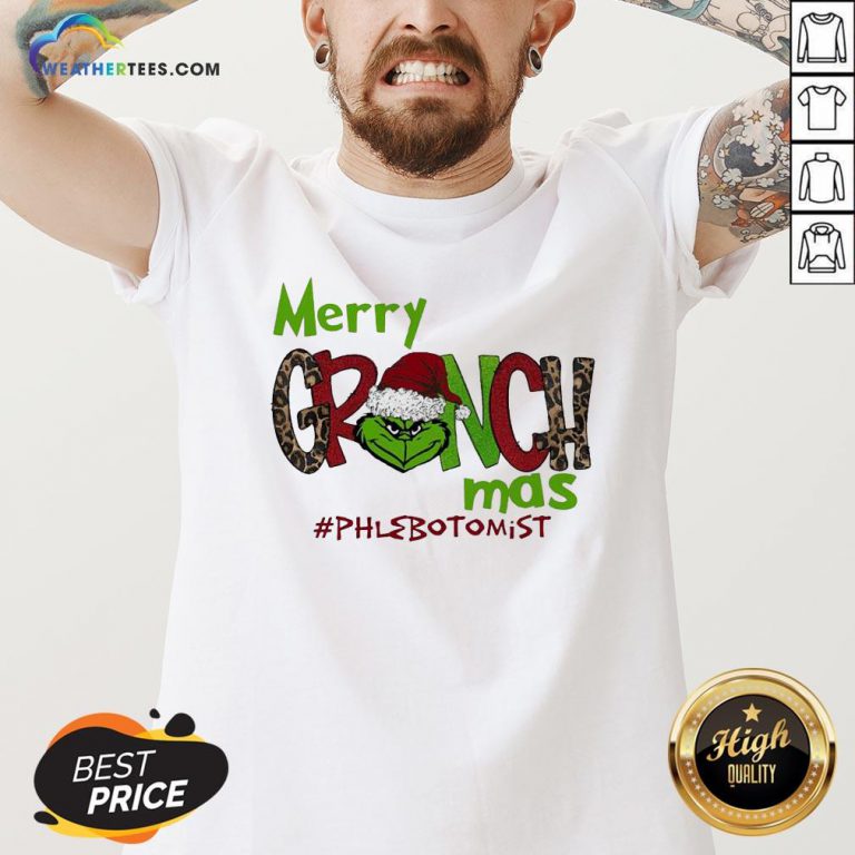 Nice Premium Merry Grinchmas Phlebotomist Christmas V-neck - Design By Weathertees.com