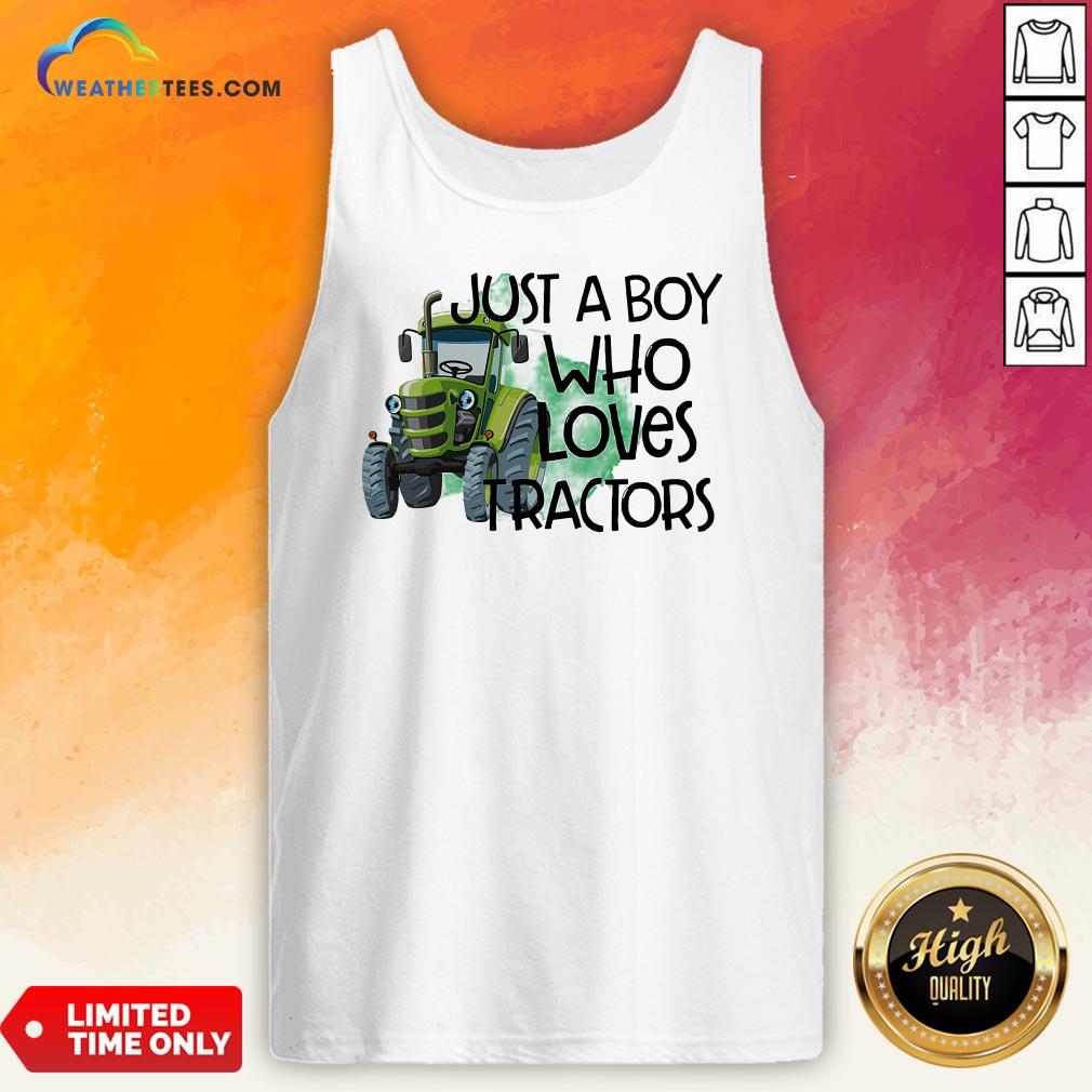  Purple Just A Boy Who Loves Tractors Tank Top- Design By Weathertees.com