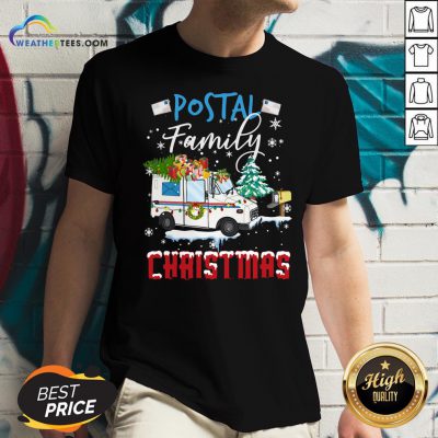 Work Postal Family Christmas V-neck - Design By Weathertees.com