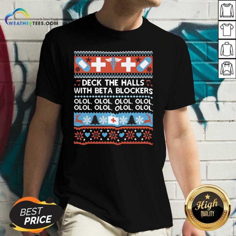 Deck The Halls With Bet A Blockers V-neck - Design By Weathertees.com