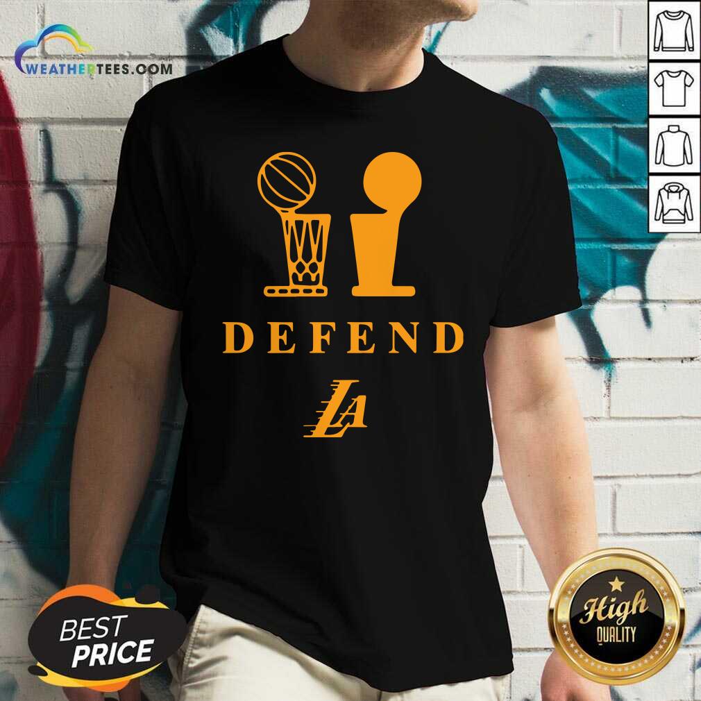 Lebron Lakers Trophy Defend V-neck - Design By Weathertees.com