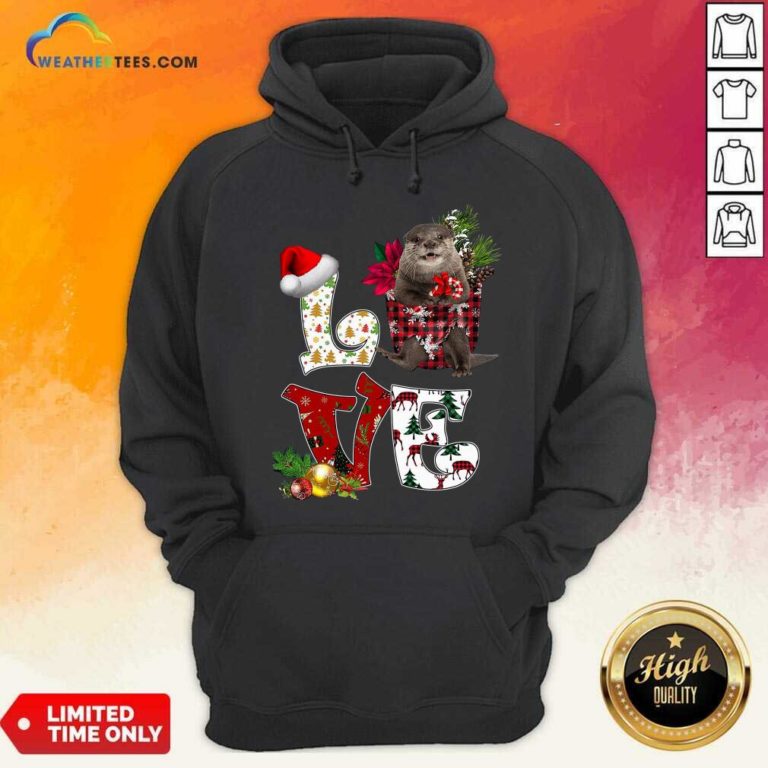 Love North American River Otter Merry Christmas Hoodie - Design By Weathertees.com
