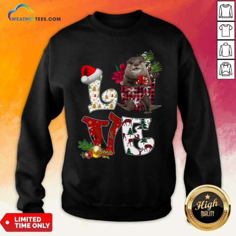 Love North American River Otter Merry Christmas Sweatshirt - Design By Weathertees.com