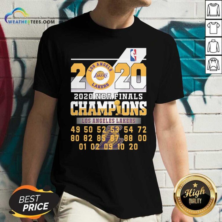Los Angeles Lakers 2020 Nba Finals Champions 49 50 52 53 54 V-neck - Design By Weathertees.com