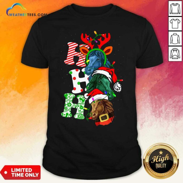 Ho Ho Ho Horses Santa Elf Reindeer Merry Christmas Light Shirt - Design By Weathertees.com