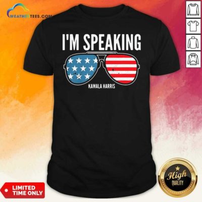 I’m Speaking Kamala Hirris Sun Glasses American Flag Shirt - Design By Weathertees.com