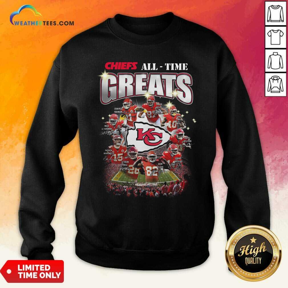 Colorful Kansas City Chiefs All Time Greats Signatures Sweatshirt - Design By Weathertees.com