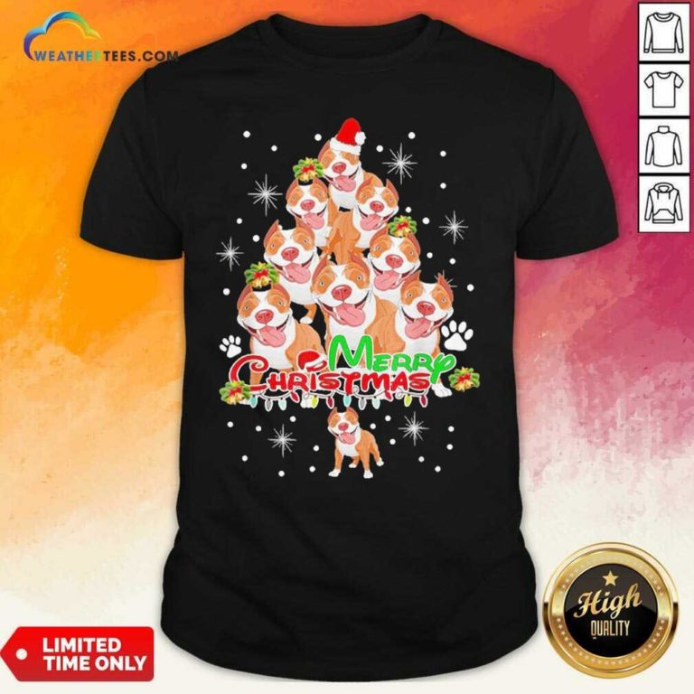 Merry Pitmas Pitbull Christmas Tree Dogs Shirt