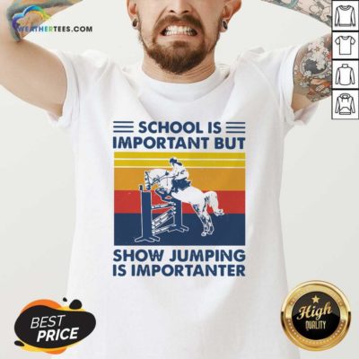 School Is Important But Show Jumping Is Importanter Vintage Retro V-neck - Design By Weathertees.com