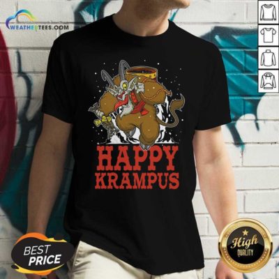 Happy Krampus Merry Christmas V-neck - Design By Weathertees.com