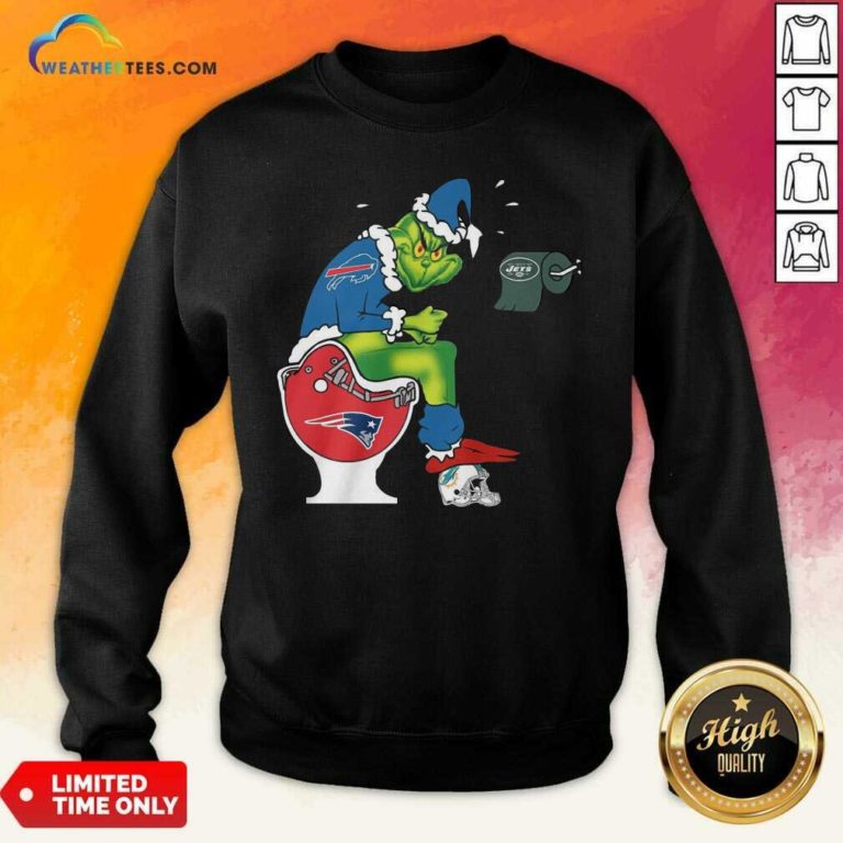 The Grinch Buffalo Bills Shit On Toilet New England Patriots Christmas Sweatshirt - Design By Weathertees.com