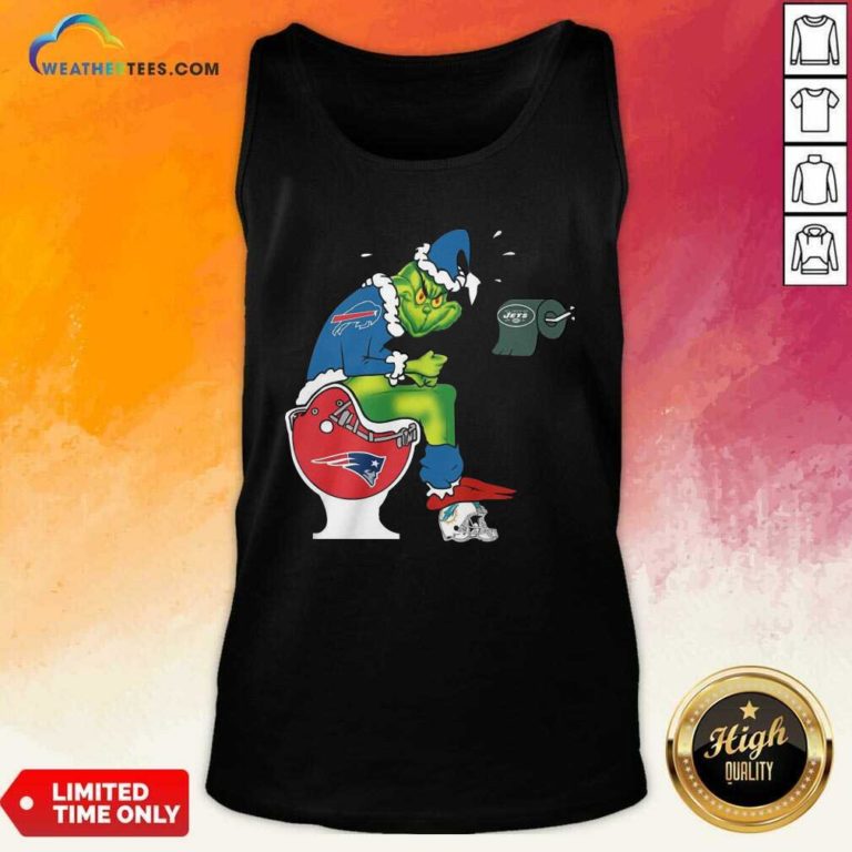 The Grinch Buffalo Bills Shit On Toilet New England Patriots Christmas Tank Top - Design By Weathertees.com