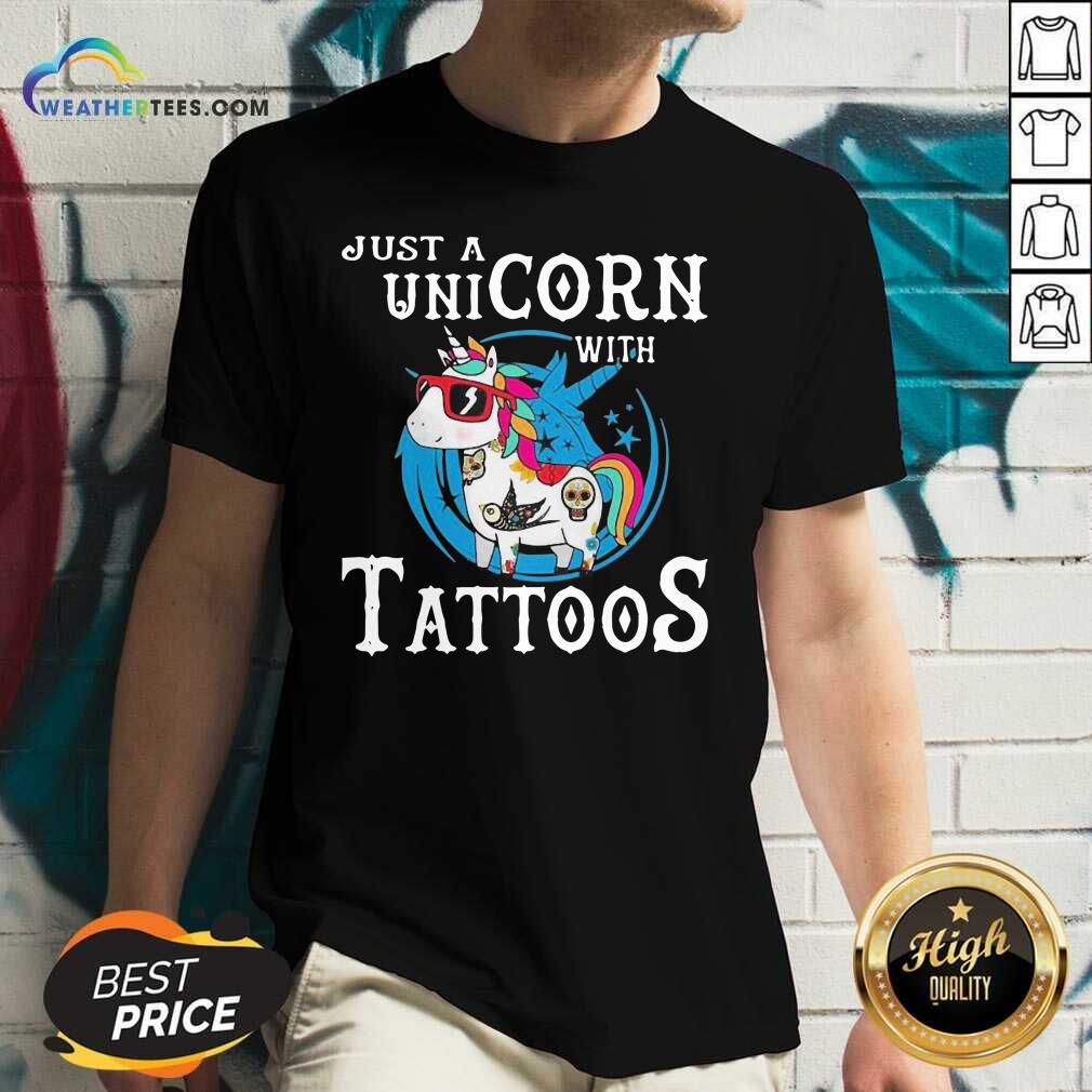 Just A Unicorn With Tattoos V-neck - Design By Weathertees.com