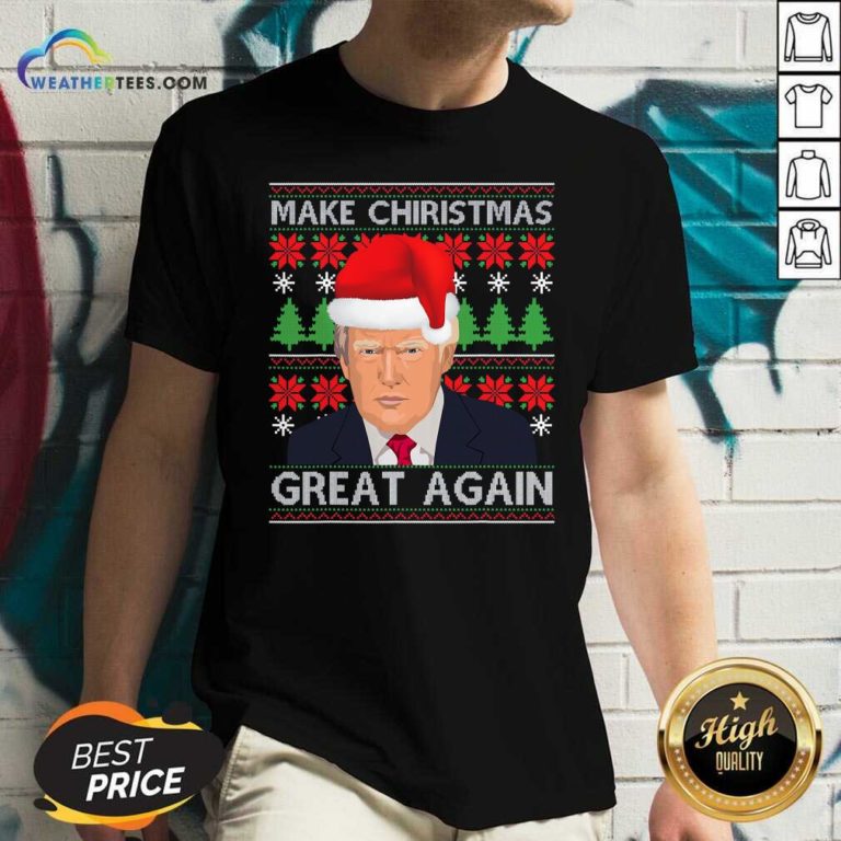 Make Christmas Great Again Trump Santa Hat Ugly Xmas V-neck - Design By Weathertees.com